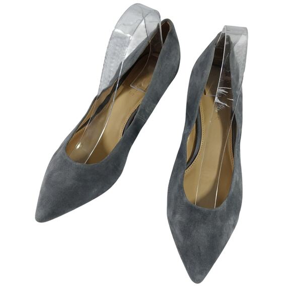 TALBOTS! SOFT DOVE GRAY GENUINE SUEDE LEATHER WEDGE HEEL PUMPS, HEELS! SZ 9M - Picture 3 of 12